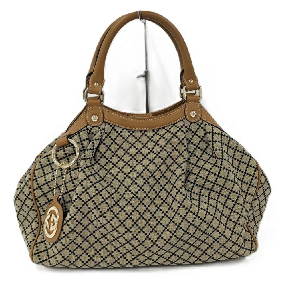 Gucci Diamante Canvas Handbag Brown